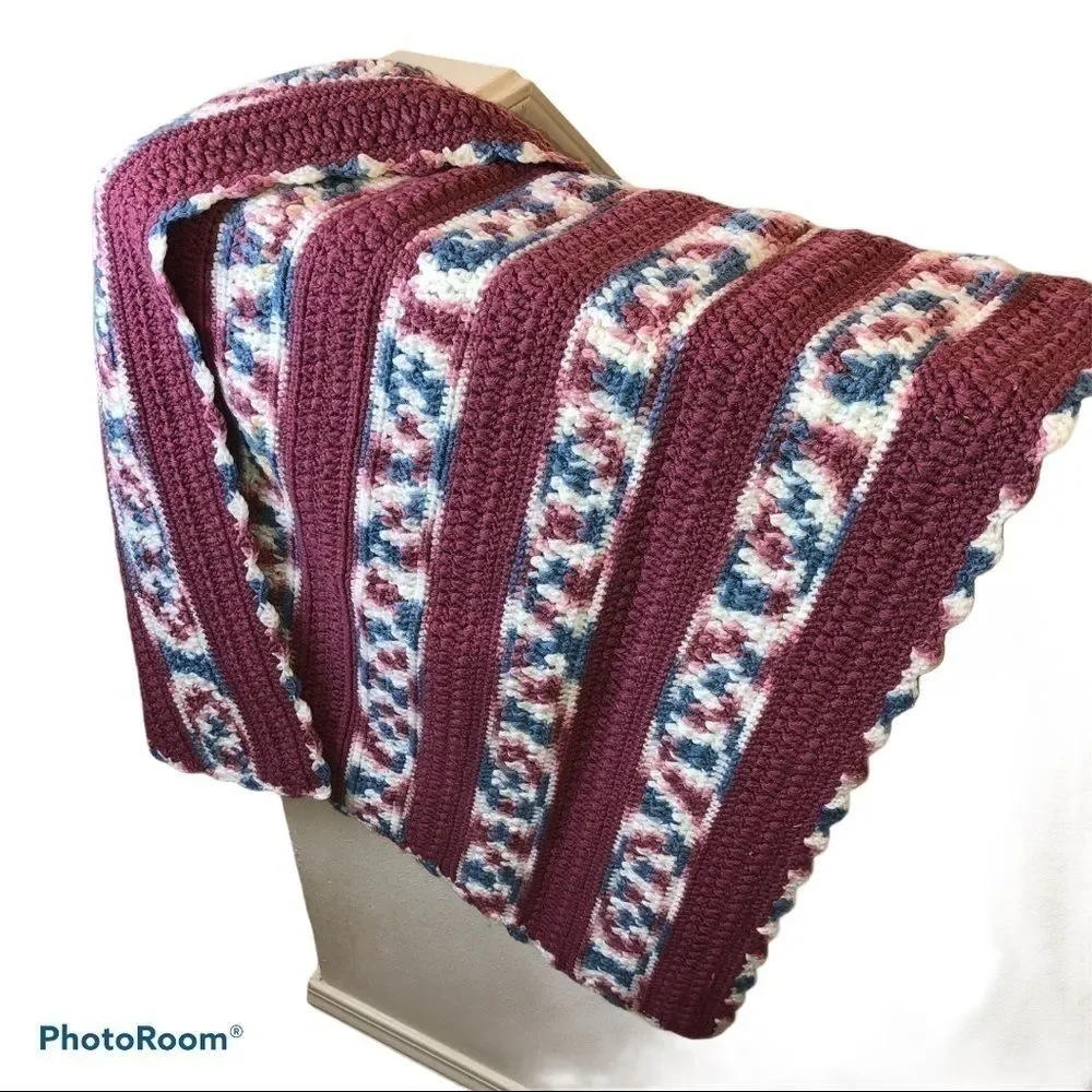 Hand crocheted granny core blanket throw Afghan